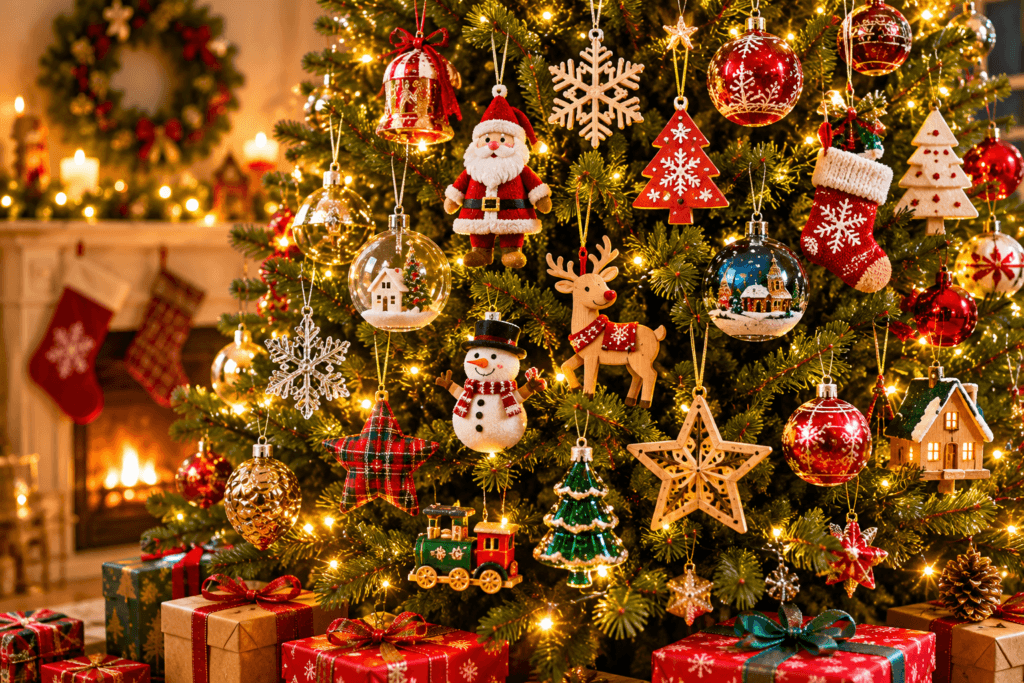 Premium wholesale Christmas ornaments and festive holiday decor display