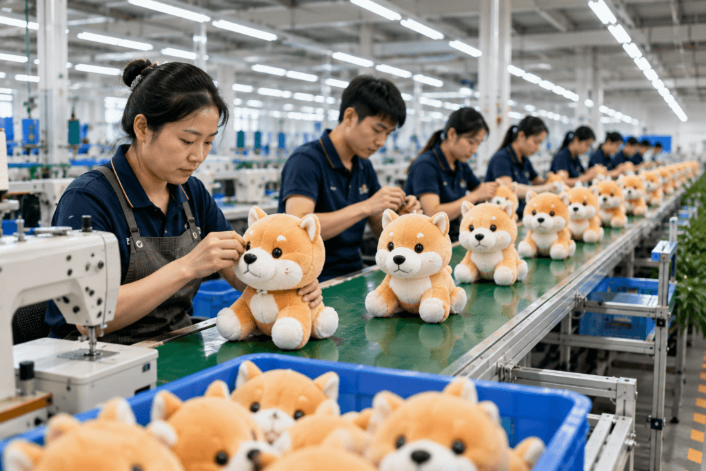 Advanced custom plush toy production line and quality control in factory