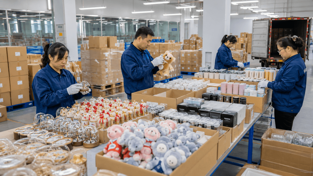 Custom gift quality control packaging check and shipment preparation in China