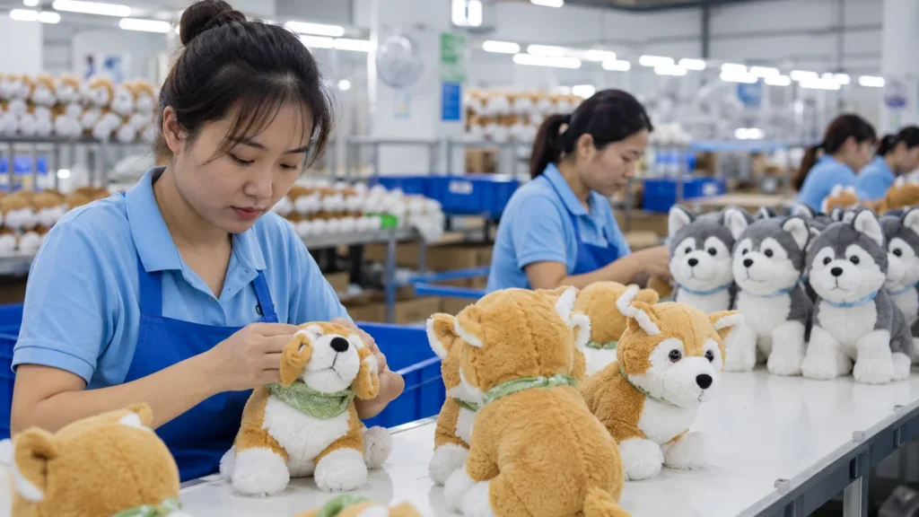 Custom plushie quality check and packing before bulk shipment
