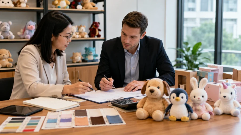 Plush toy material and logo customization options for B2B buyers