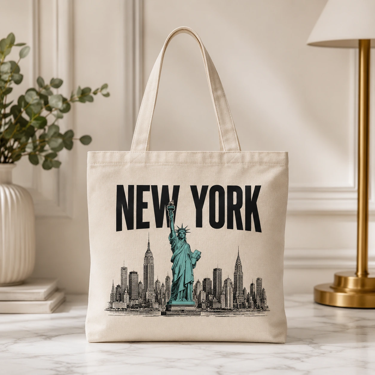 Custom New York canvas tote bag developed for a souvenir distributor
