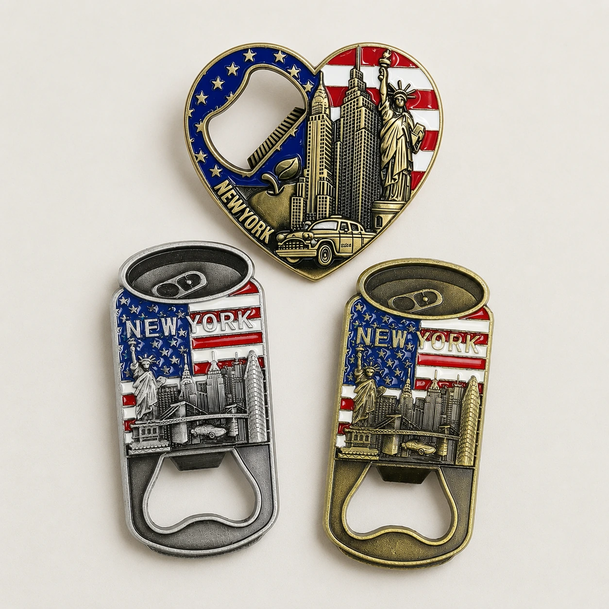 New York themed metal souvenir bottle openers