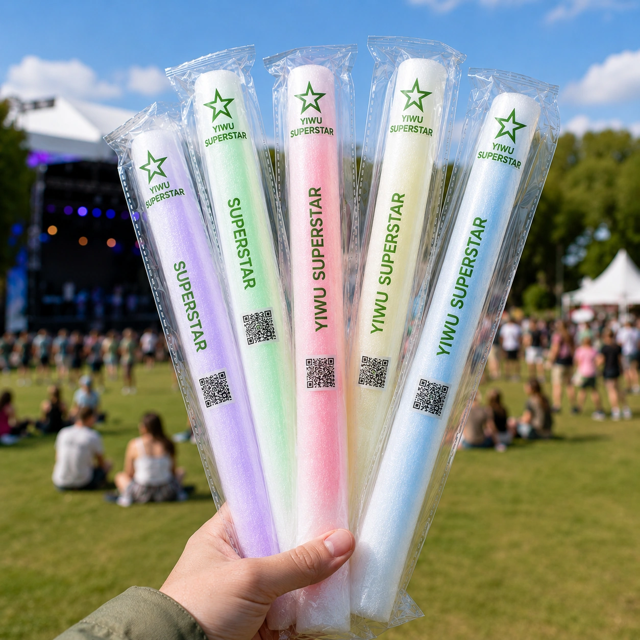 Custom glow sticks for music festival events