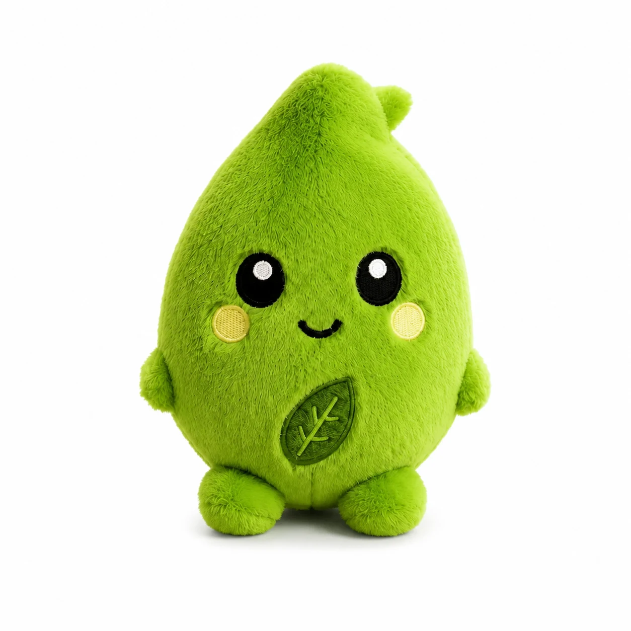 Custom 20 cm green mascot plush toy for supermarket promotional campaigns