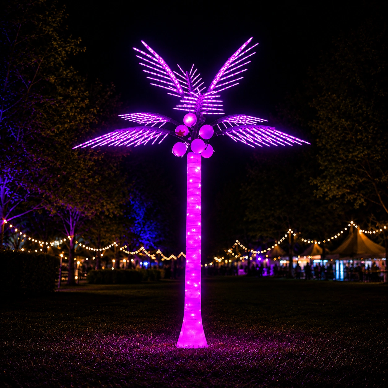 Custom LED palm tree light decoration for music festival events