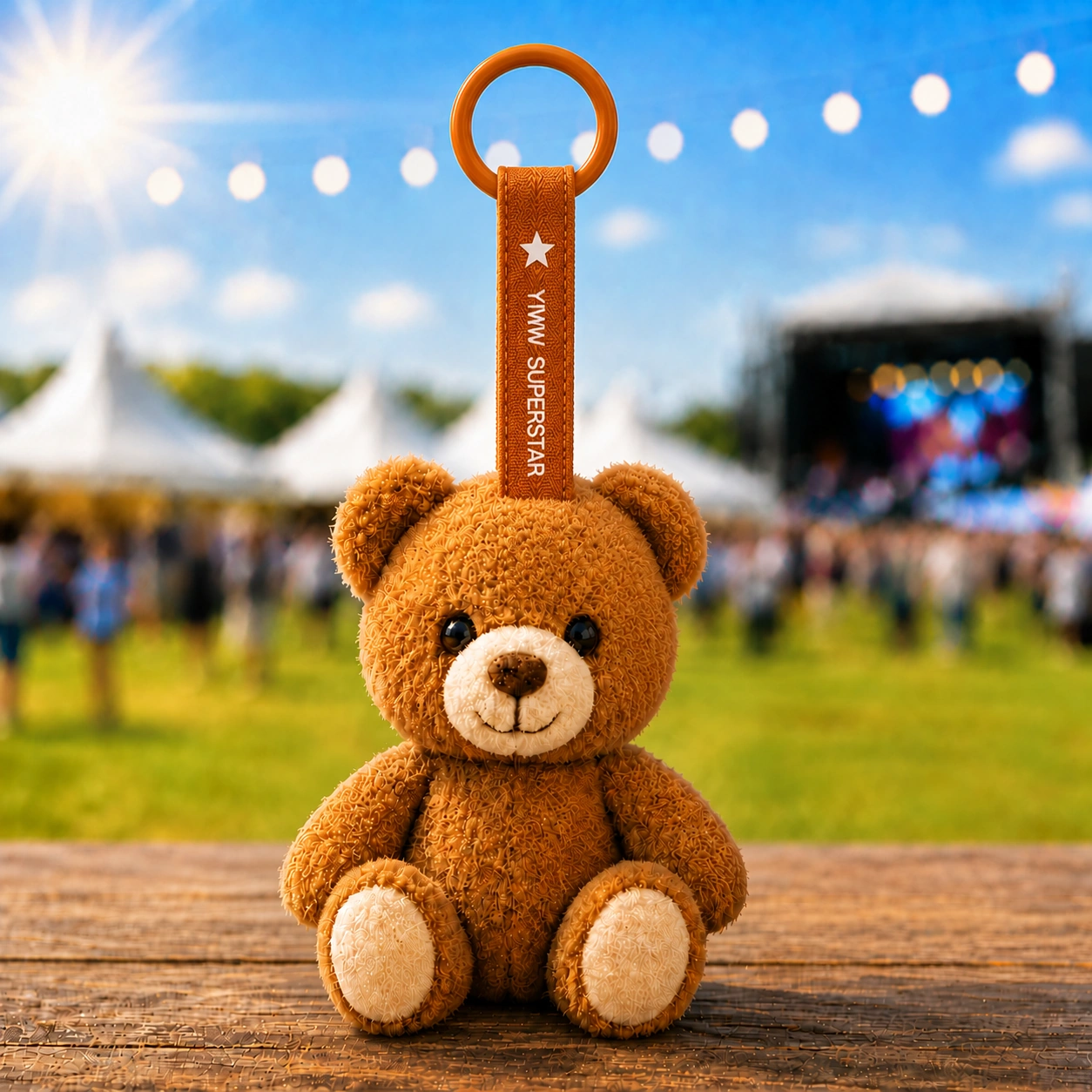 Custom plush teddy bear keychain for music festival events