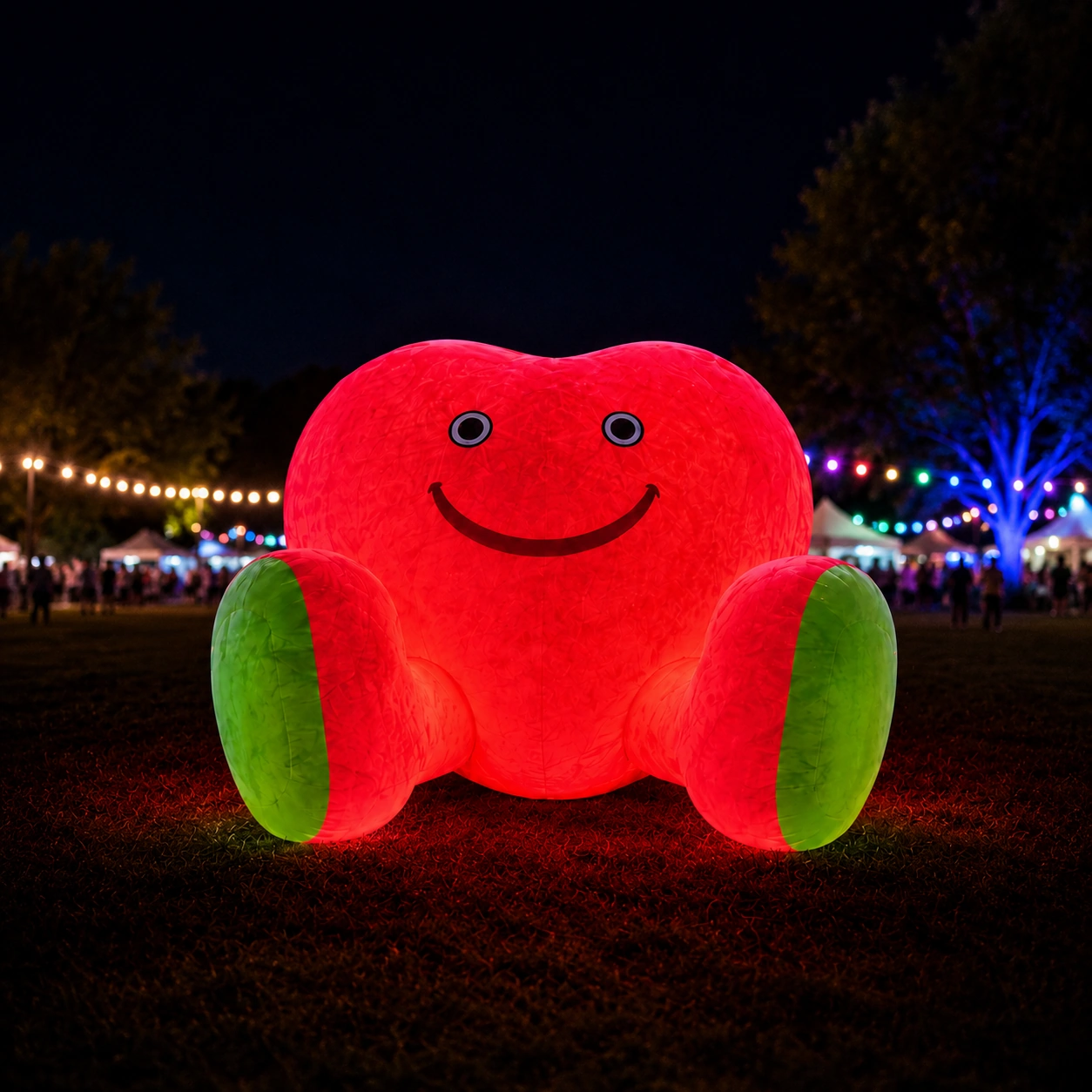 Large custom plush heart inflatable display for events