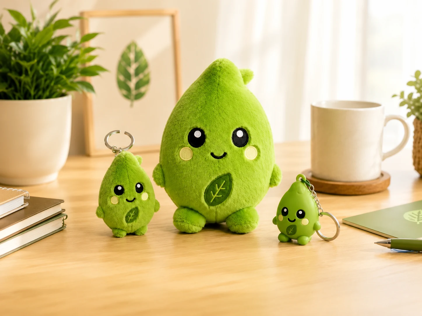 Custom plush toys and PVC keychain developed as promotional gifts for a Mexican food brand