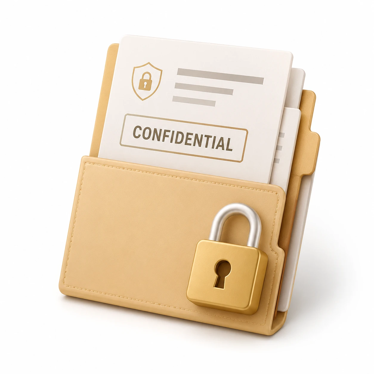 Confidential project documents stored in a secure folder with a padlock