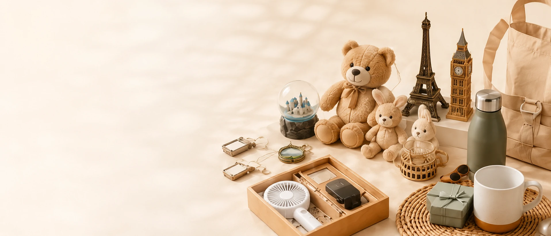 Custom plush toys, tourism souvenirs, promotional gifts and sourcing products displayed for Yiwu Superstar case studies