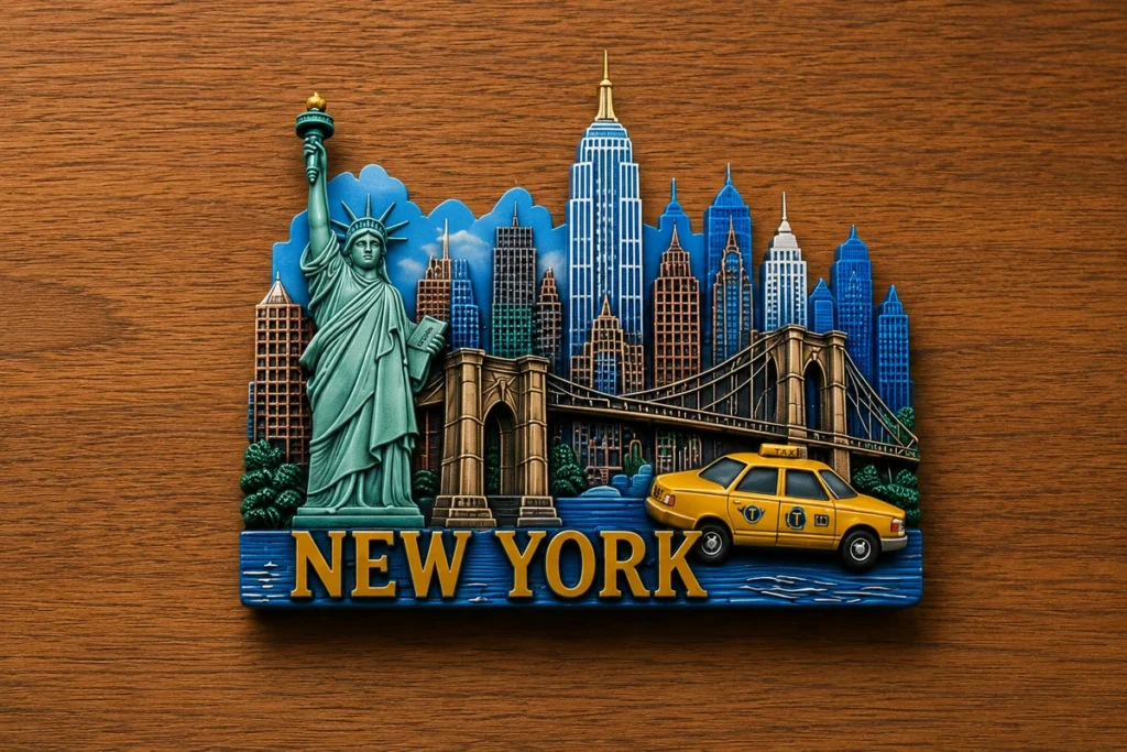 Custom New York 3D souvenir magnet with Statue of Liberty design