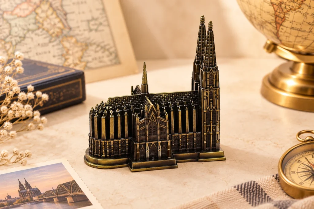 Custom Cologne Cathedral metal landmark souvenir model with antique bronze finish