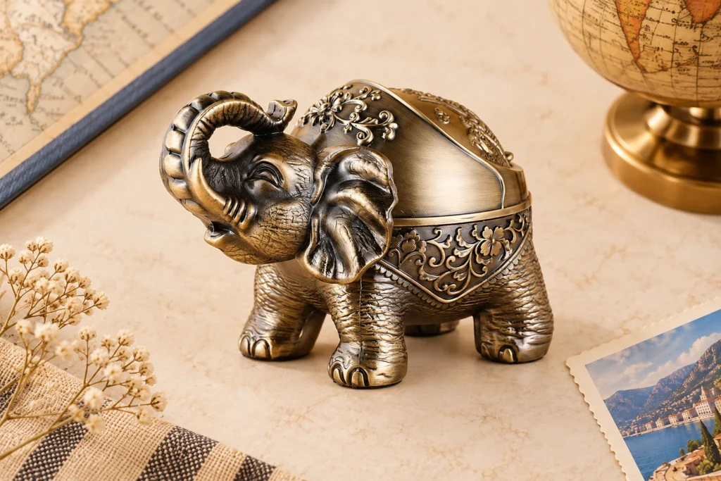 Thailand elephant metal souvenir with antique bronze decorative finish