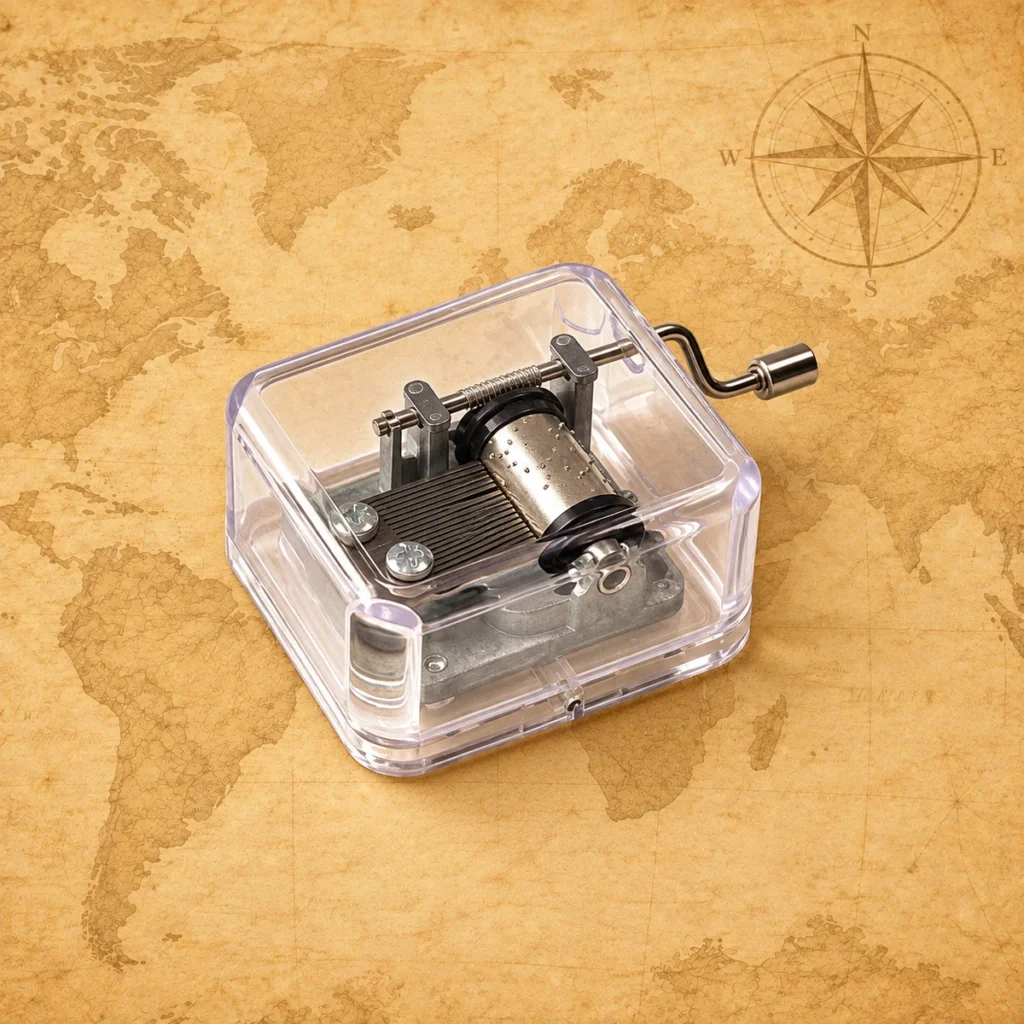 Square dark movement on an antique world map