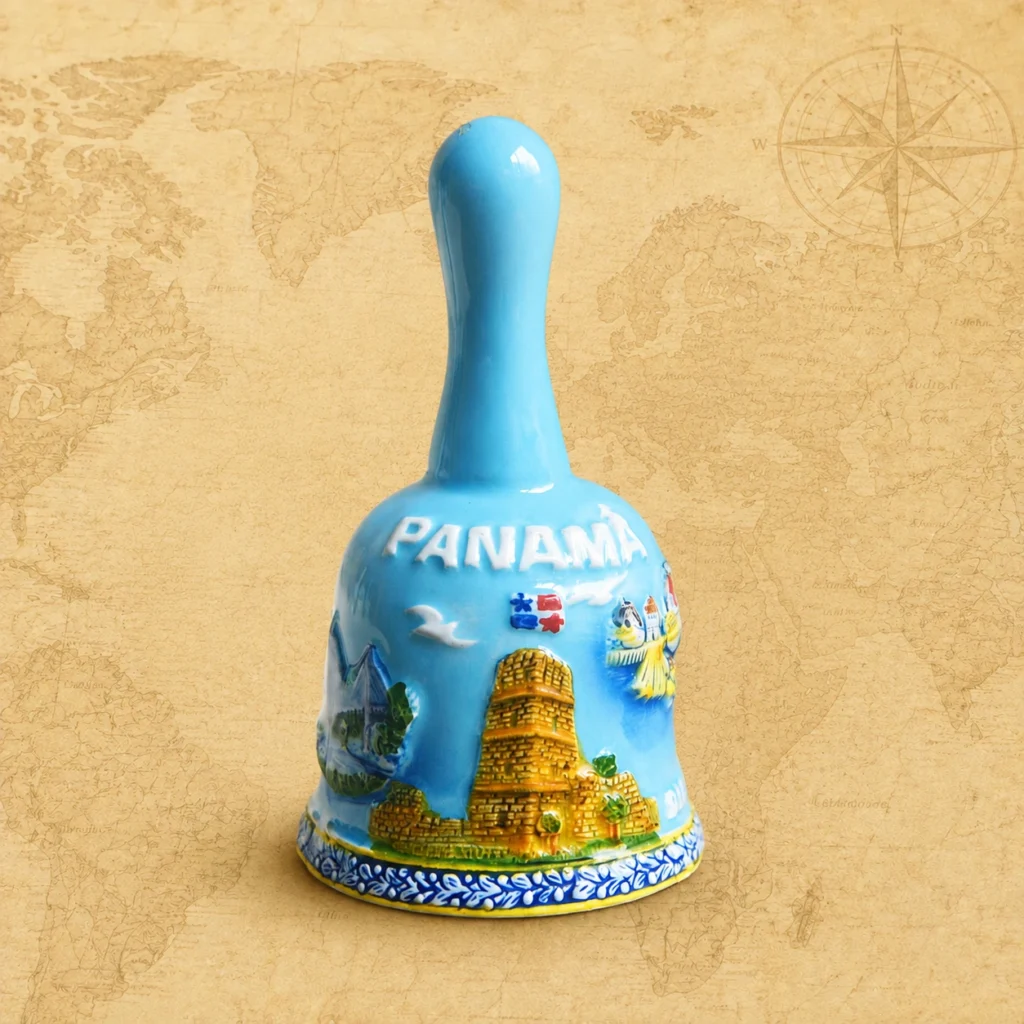 Ceramic souvenir bell featuring Panama destination travel theme