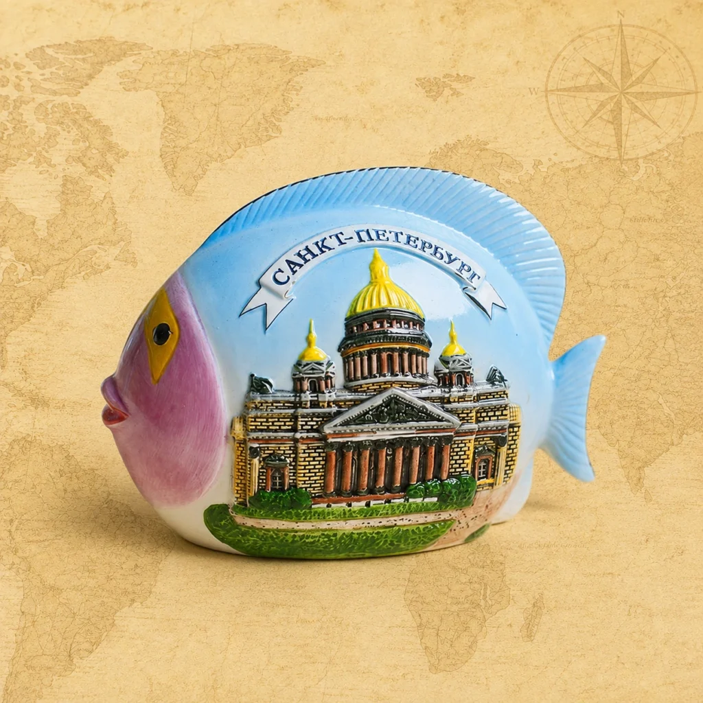 Ceramic souvenir figurine featuring Saint Petersburg, Russia landmark theme