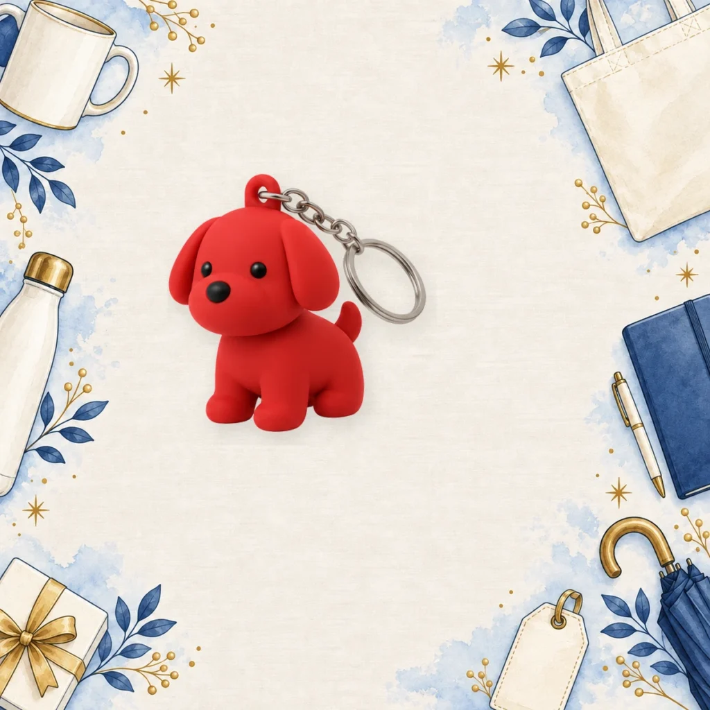 red 3d pvc mascot keychains for pet food