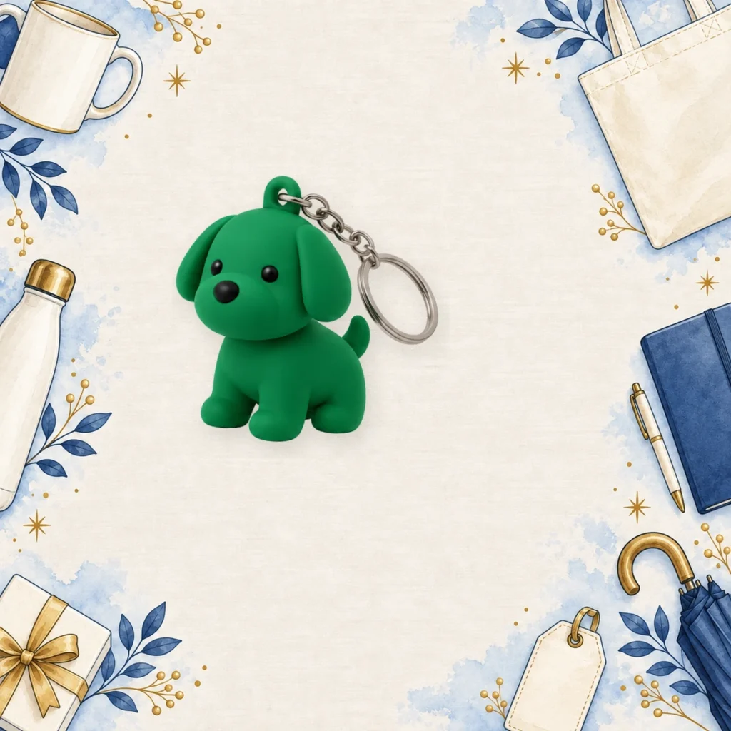 green 3d pvc mascot keychains for education
