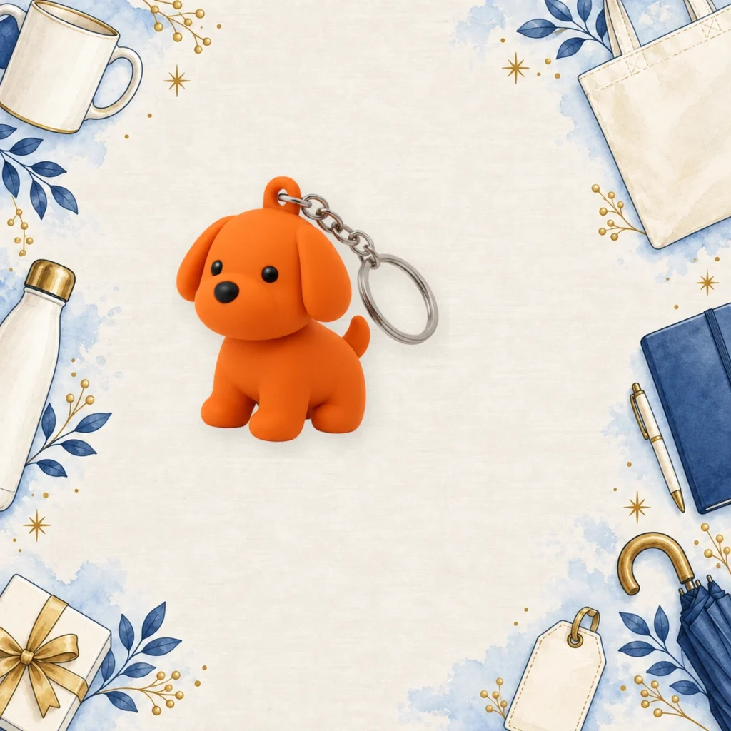 orange 3d pvc mascot keychains for nonprofit campaigns