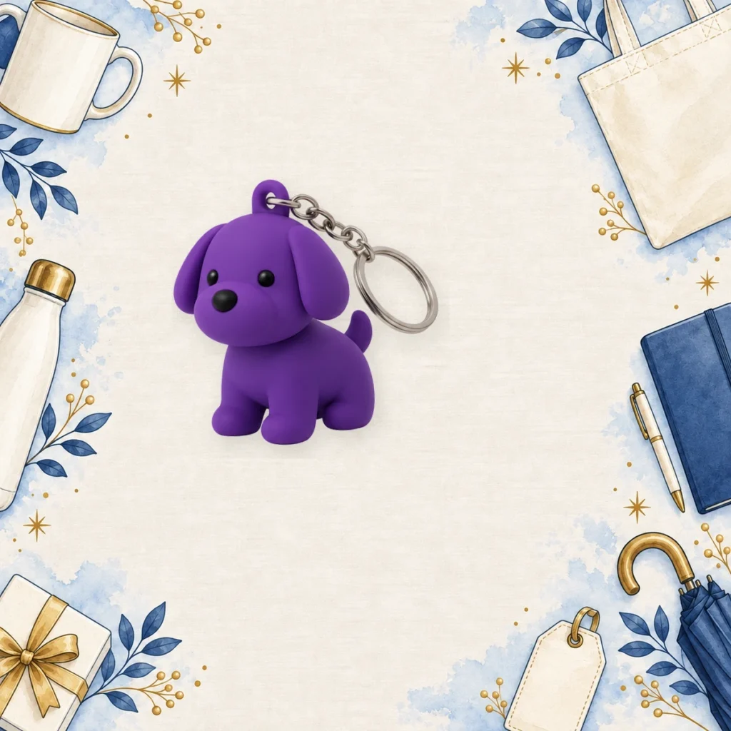 purple 3d pvc mascot keychains for trade shows