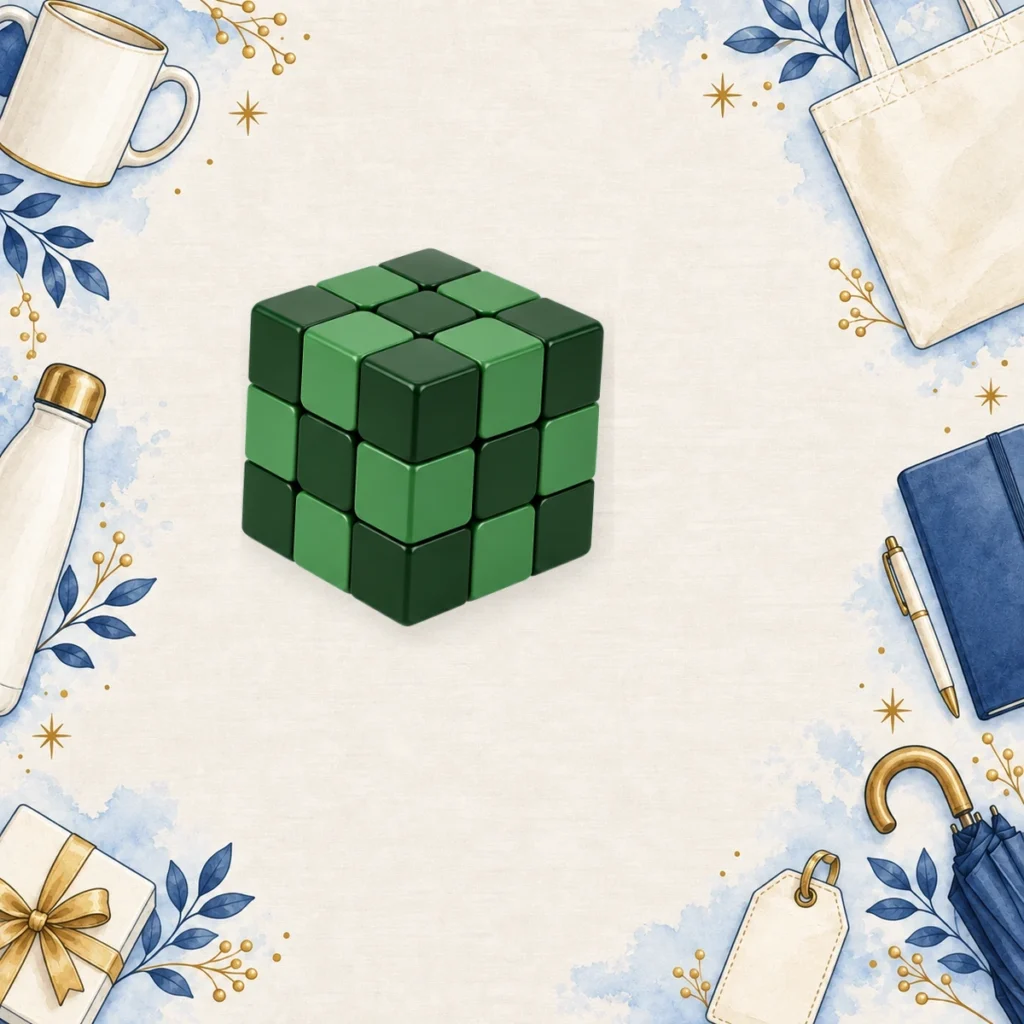 forest green 3x3 promotional puzzle cubes for trade shows