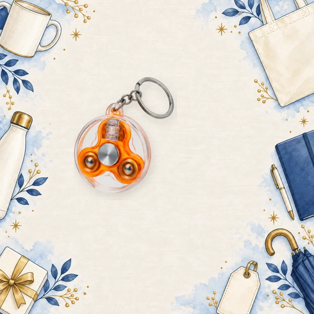 orange acrylic led fidget keychains for trade shows