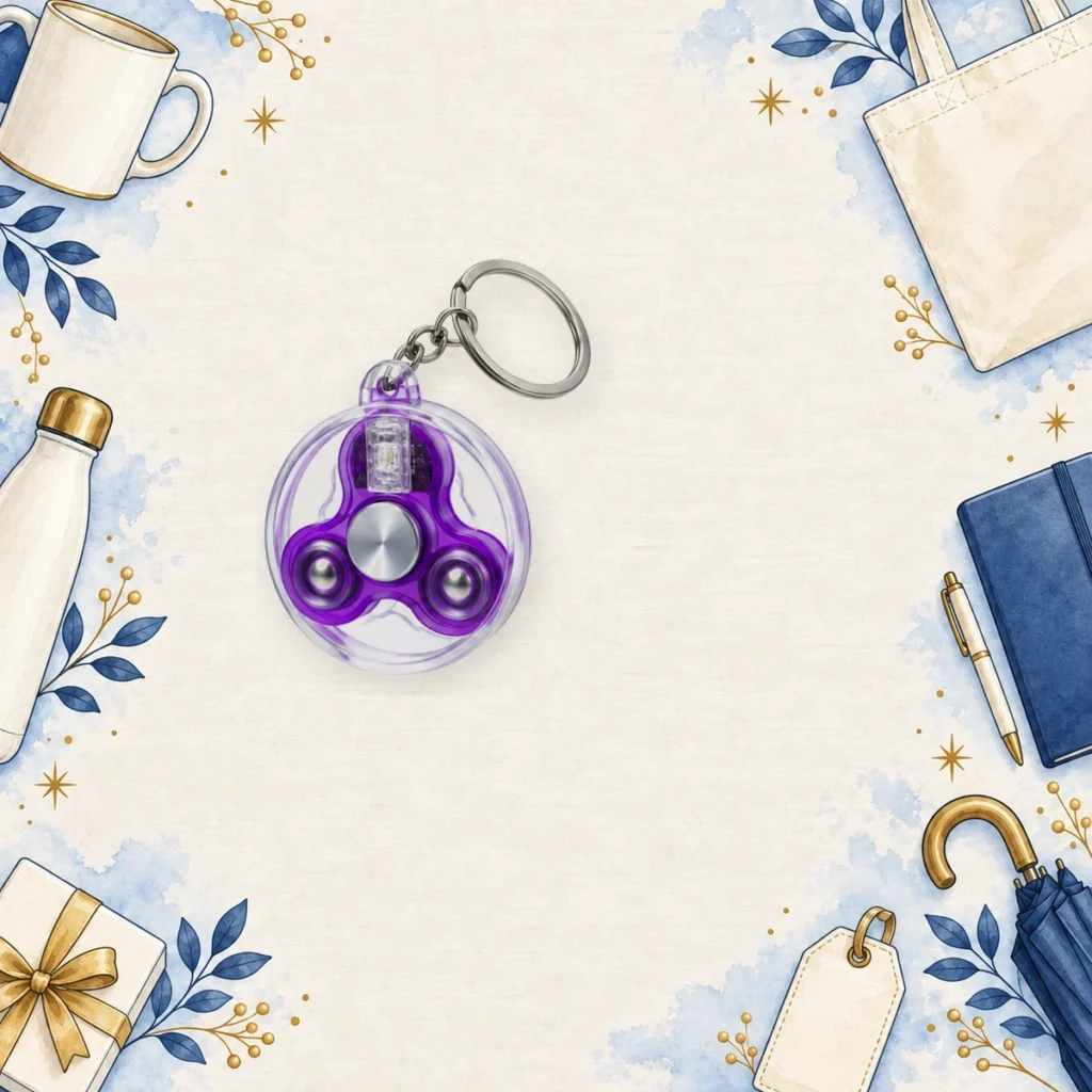 purple acrylic led fidget keychains for employee engagement