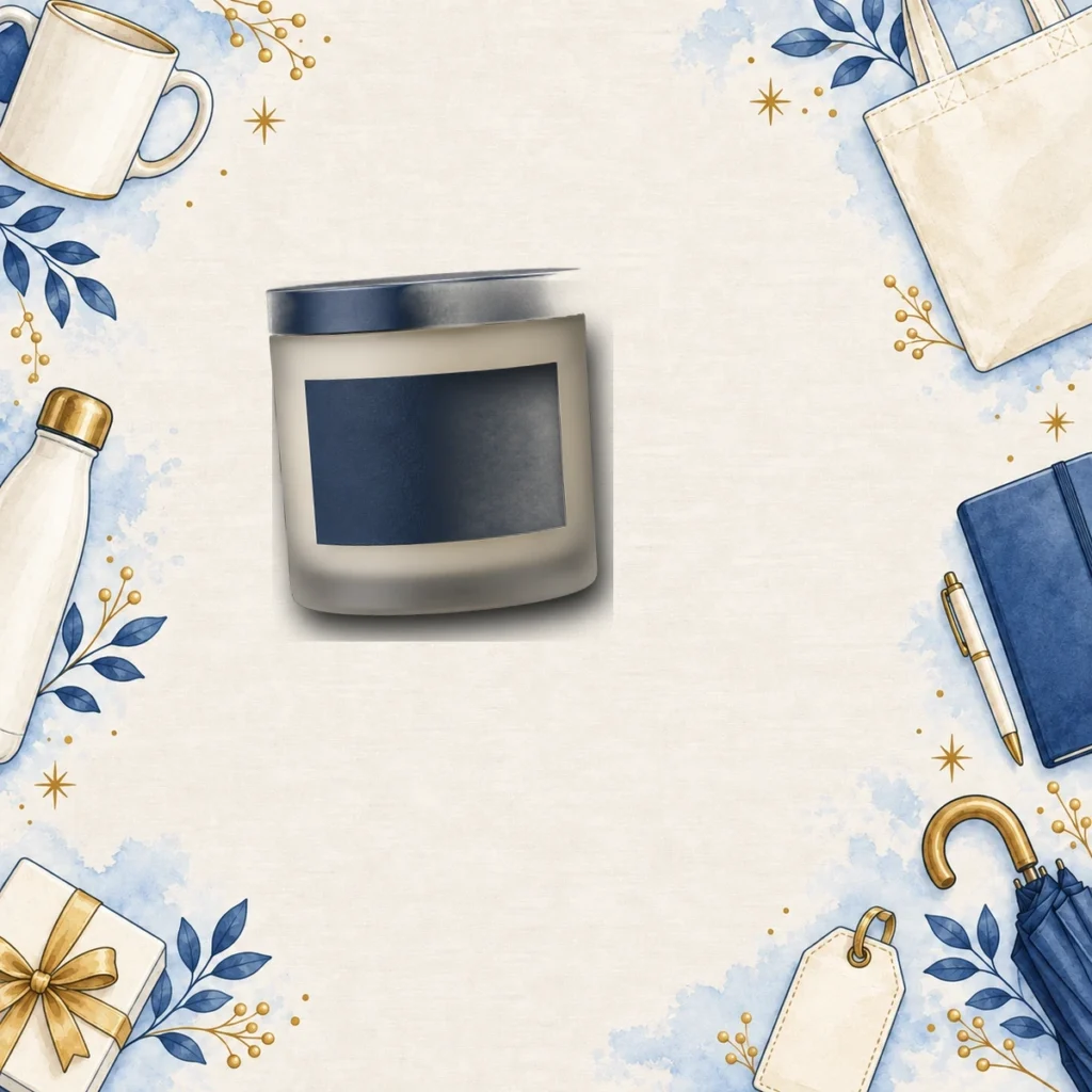 navy custom corporate scented candles for hospitality