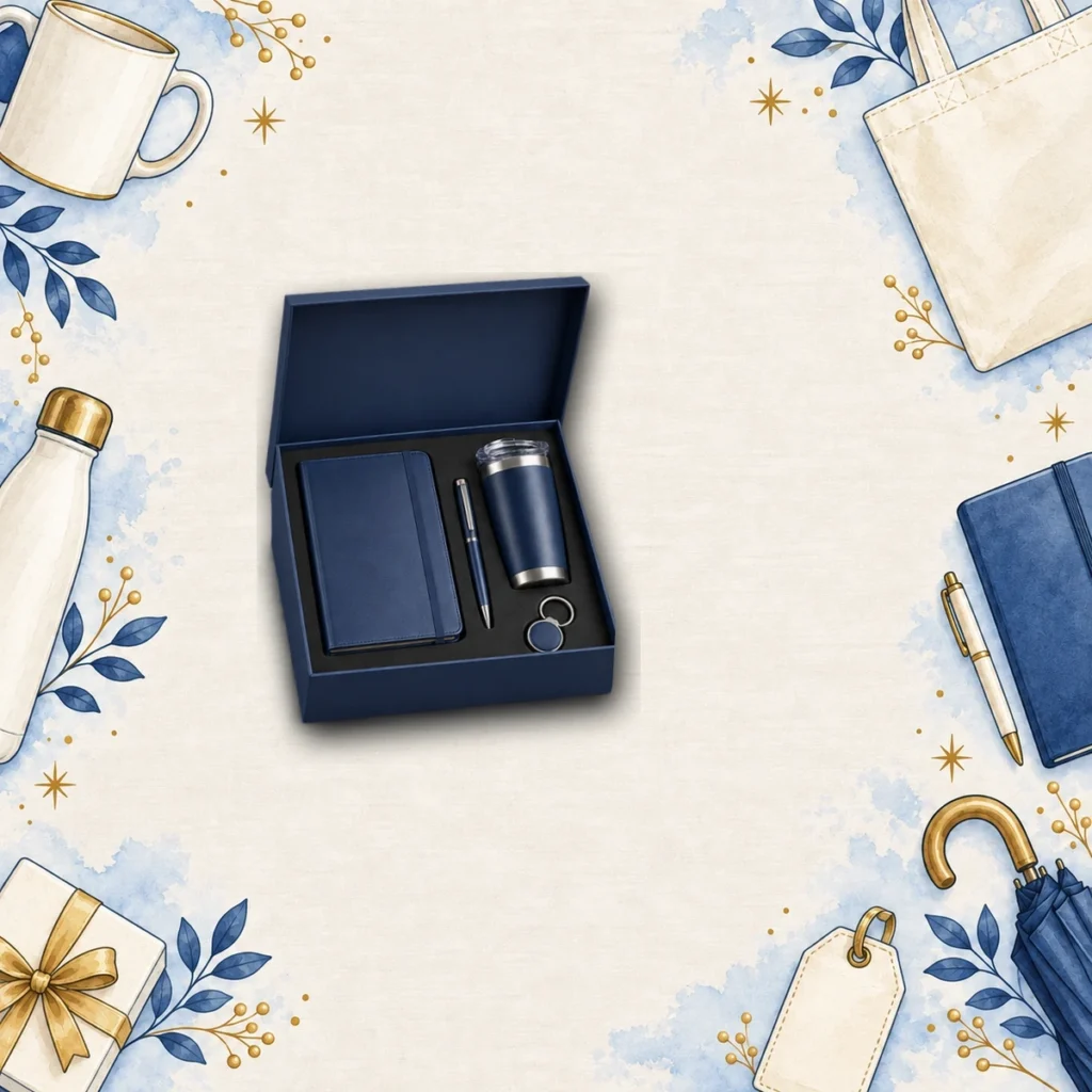 navy corporate welcome gift sets for employee onboarding