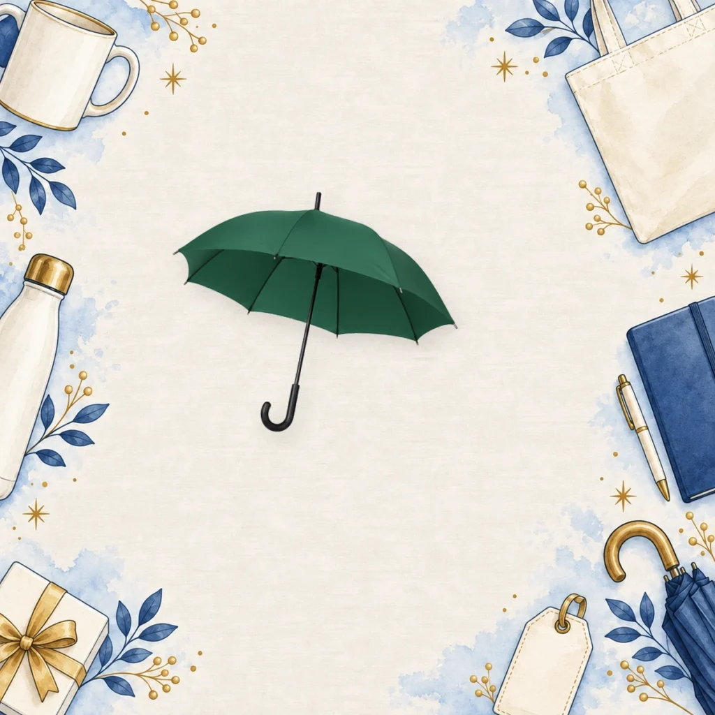 forest green full-size promotional umbrellas for outdoor events