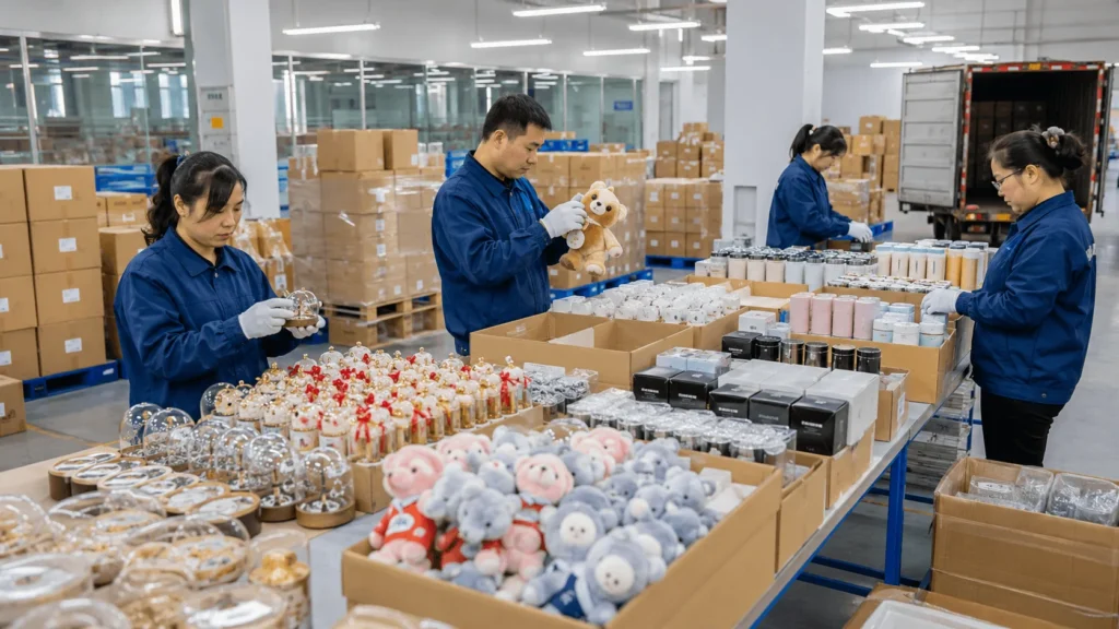 Custom gift quality control packaging check and shipment preparation in China