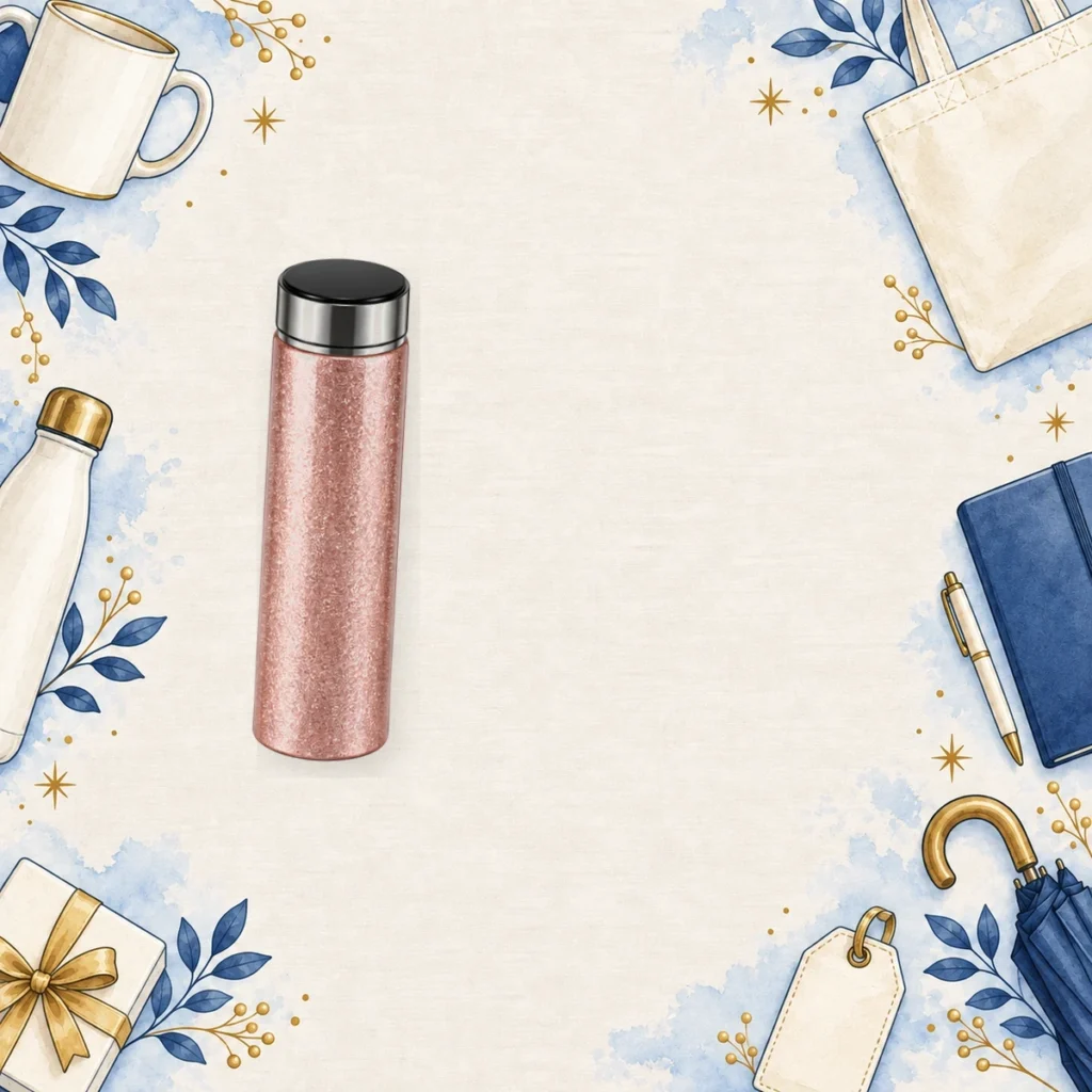 rose gold glitter smart thermos bottles for beauty and wellness