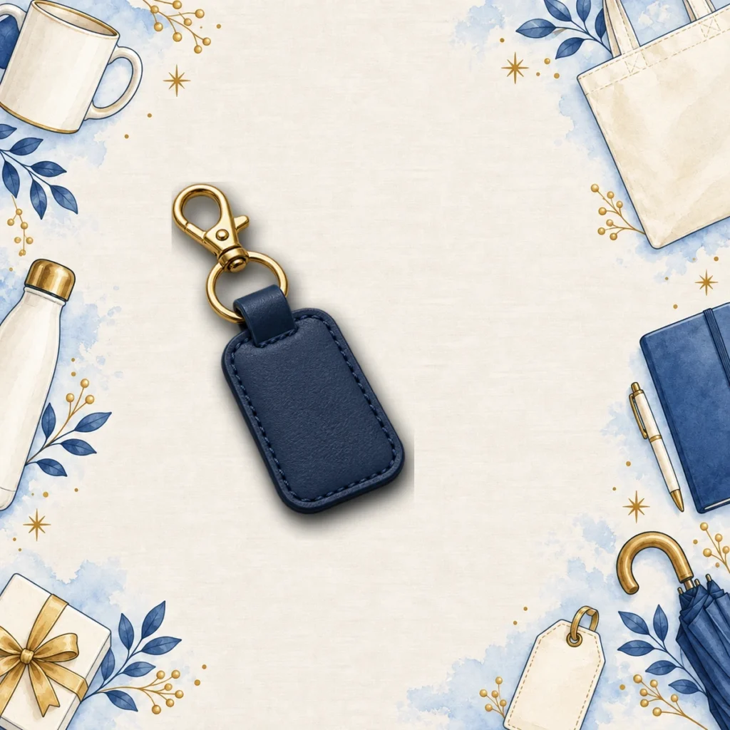 navy leather tag keychains for property