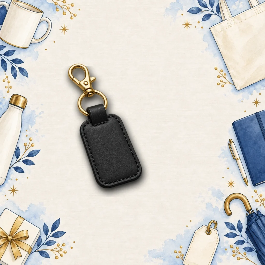 black leather tag keychains for hospitality