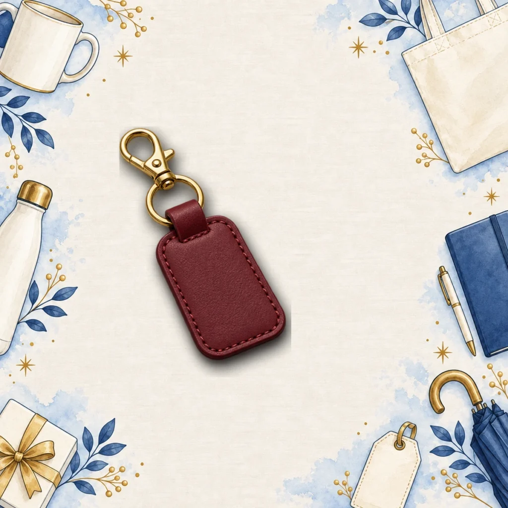 burgundy leather tag keychains for finance