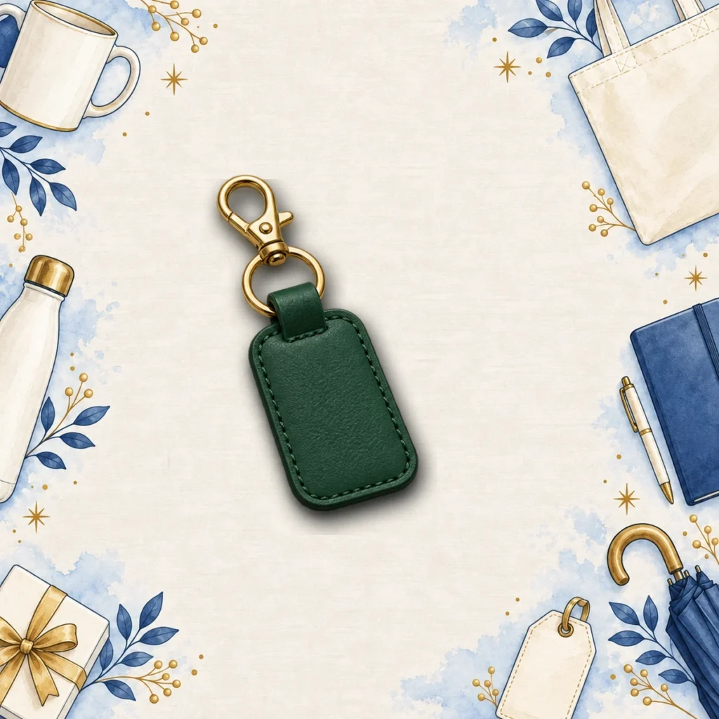forest green leather tag keychains for travel