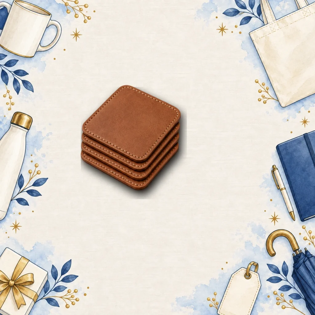 tan leatherette coaster sets for hospitality