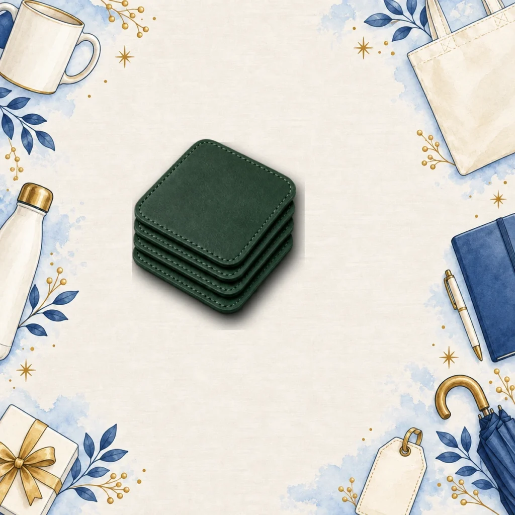 forest green leatherette coaster sets for automotive