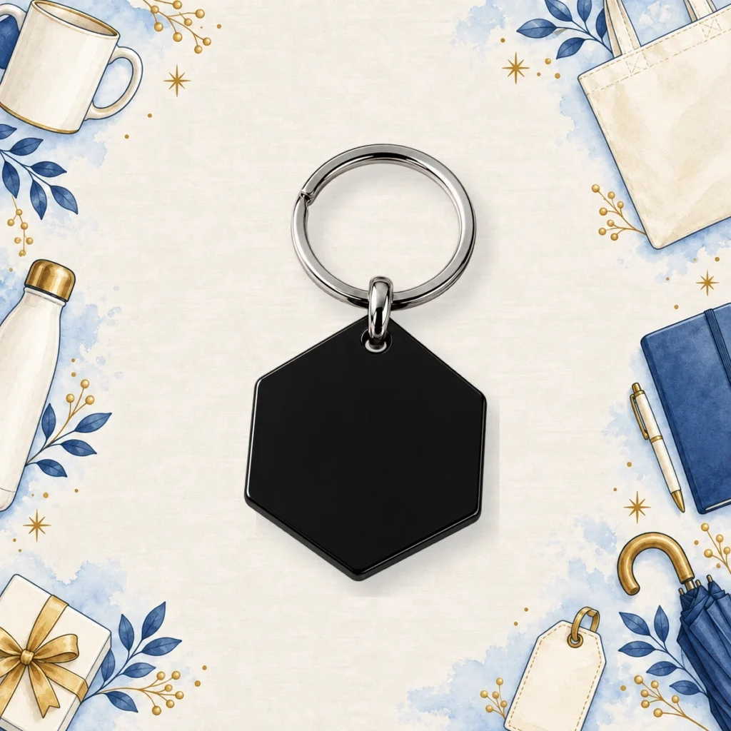 black hex acrylic keychain for promotional products