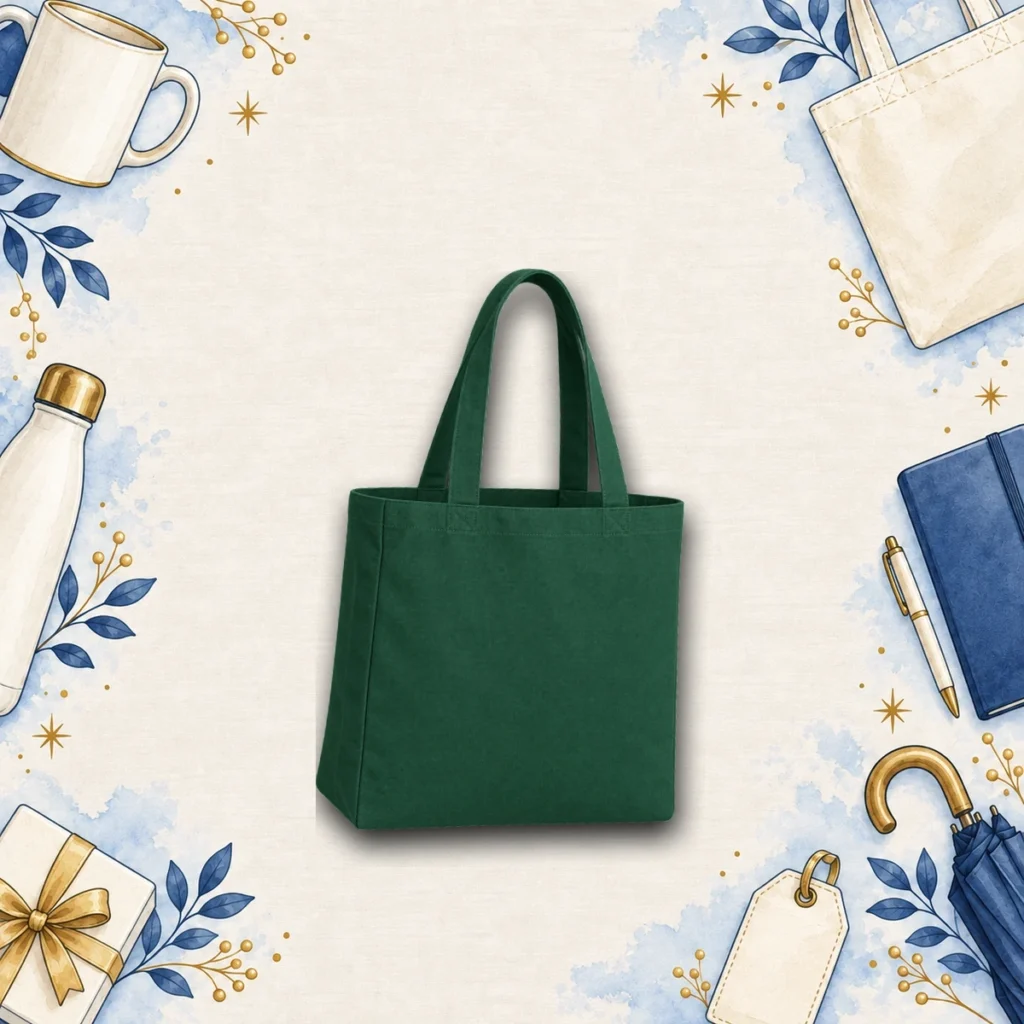 forest green canvas tote bag for custom promotional products