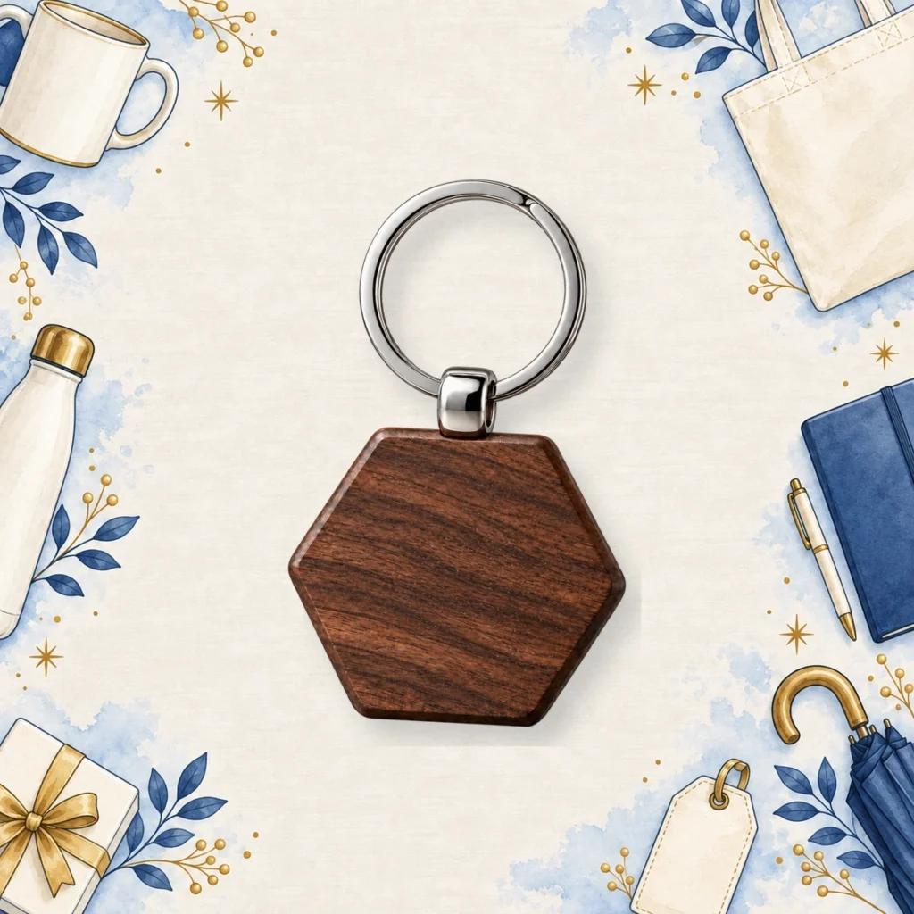 walnut wood finish keychain for promotional products