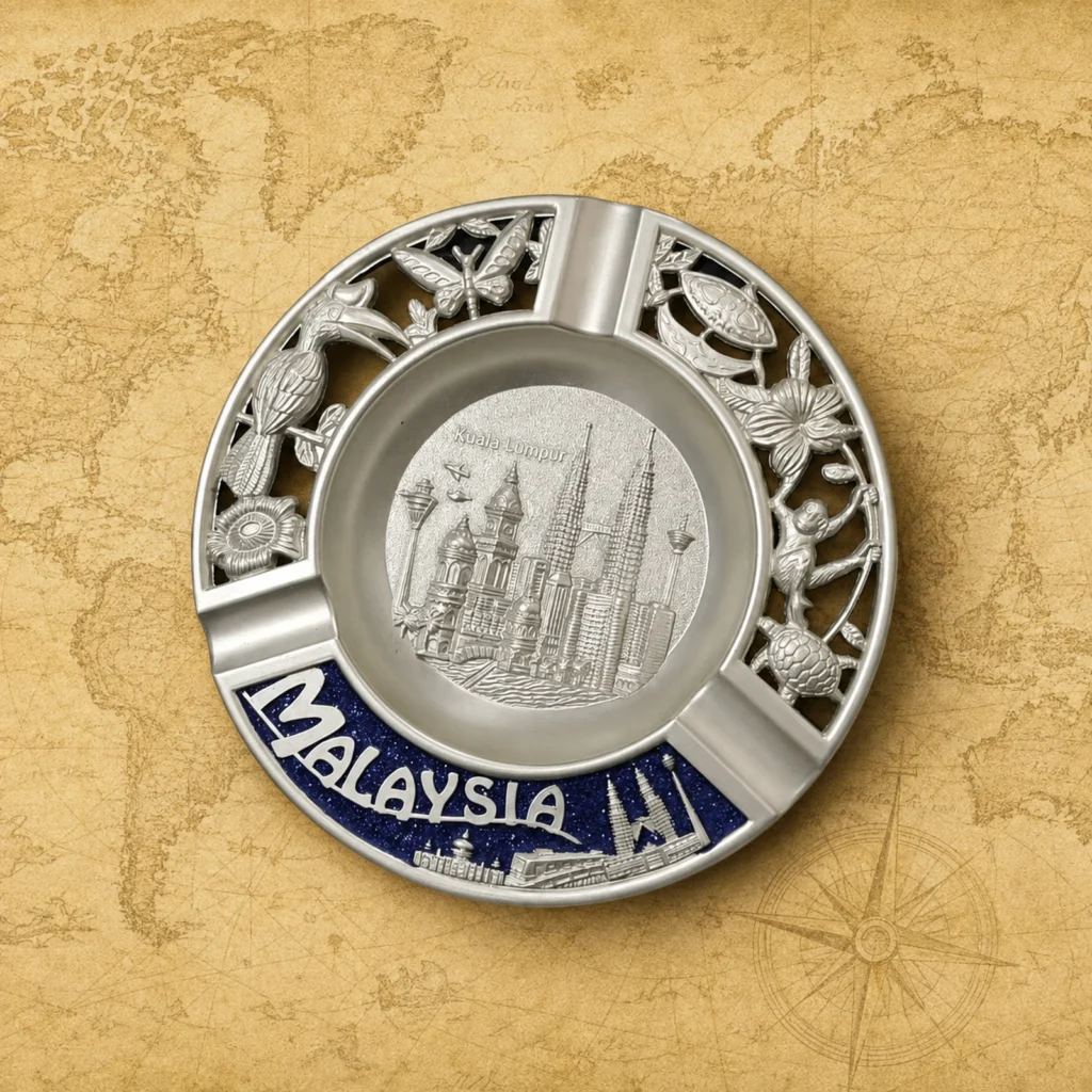Custom Kuala Lumpur metal souvenir ashtray supplier