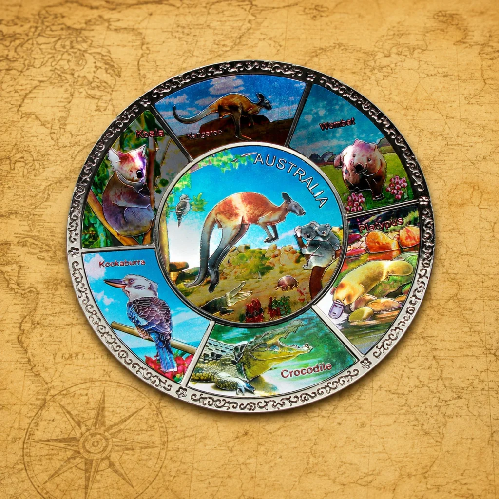 Custom Australia wildlife metal decorative souvenir plate manufacturer