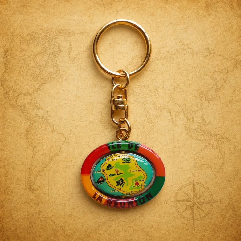 Customized La Réunion metal souvenir keychain supplier