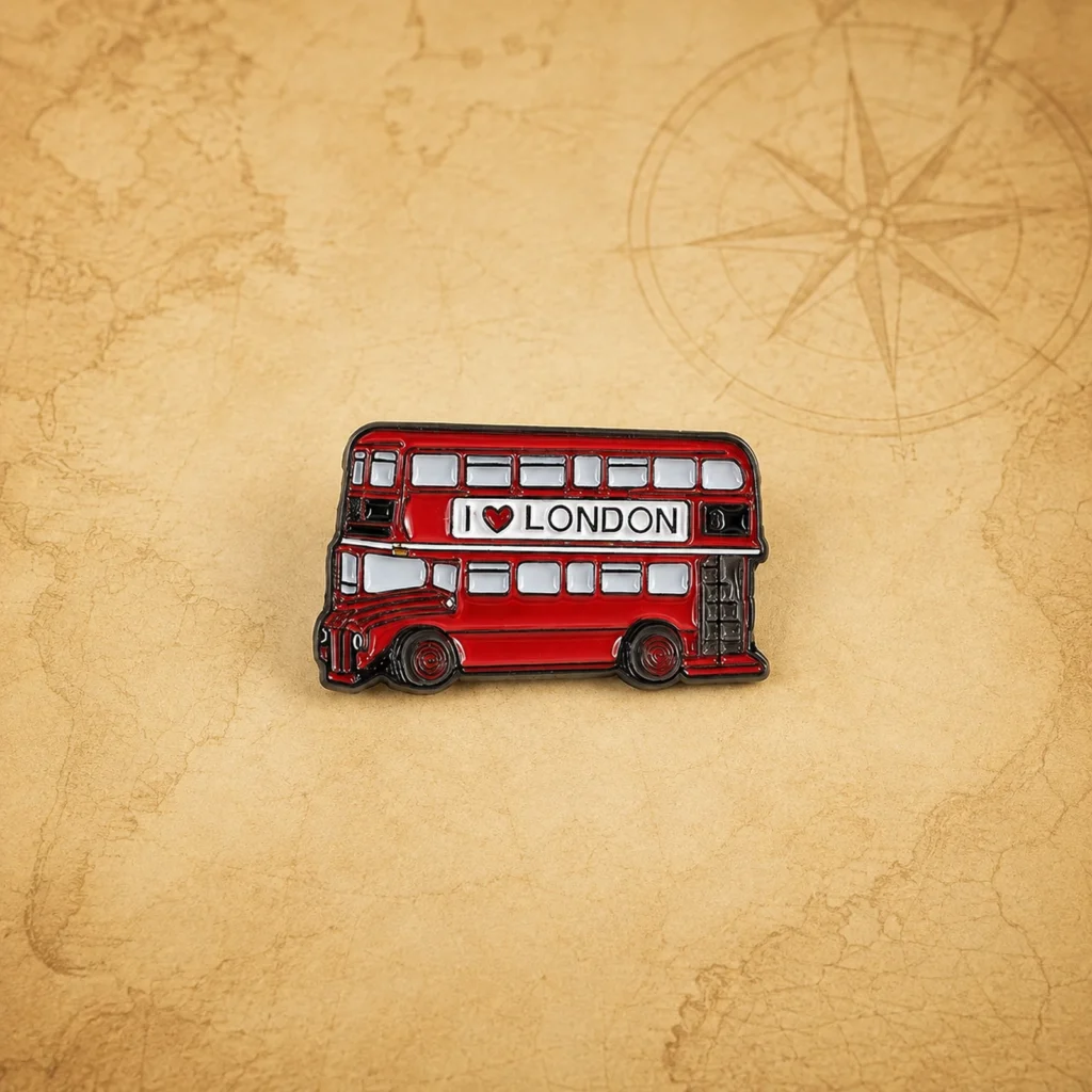 Custom London bus metal lapel pin manufacturer