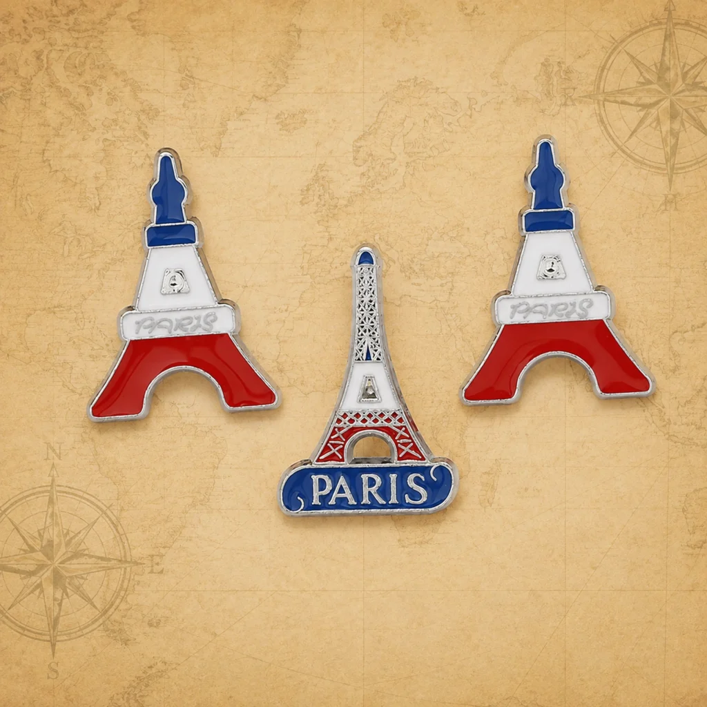 Custom Paris Eiffel Tower metal lapel pin manufacturer