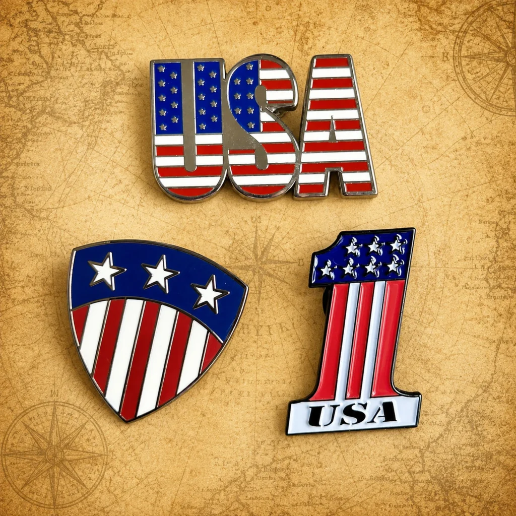 Personalized USA stars and stripes metal lapel pin supplier