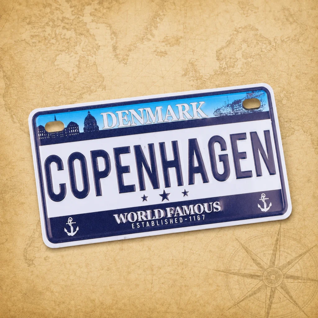 Custom Copenhagen Denmark metal license plate decoration manufacturer
