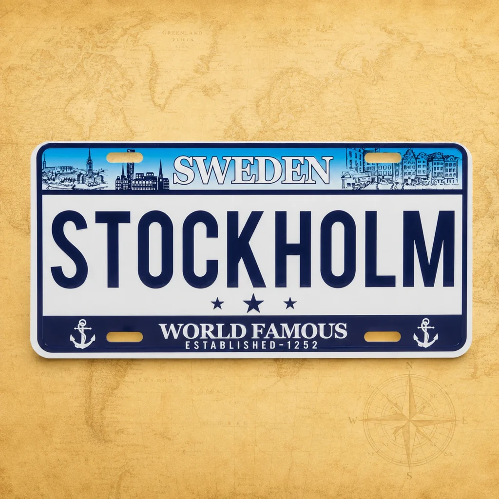 Personalized Stockholm Sweden metal license plate decoration supplier